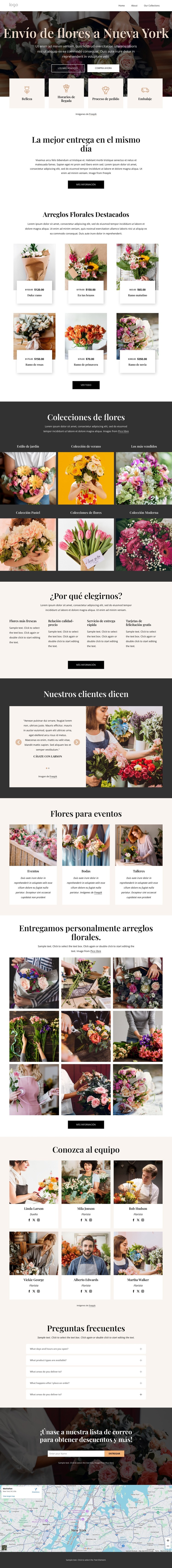 Envío de flores a Nueva York Plantilla HTML