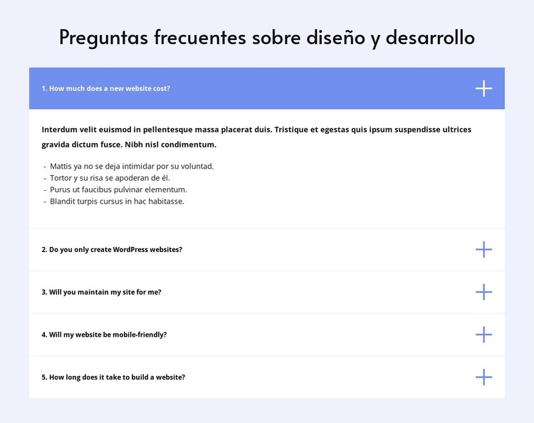 Preguntas frecuentes sobre diseño Plantilla HTML