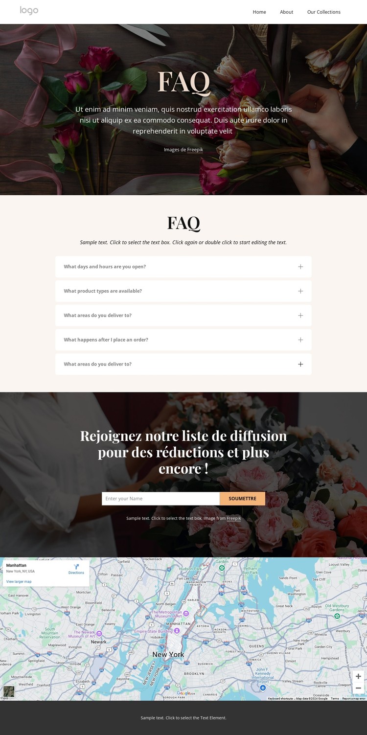 FAQ sur la livraison de fleurs Modèle CSS