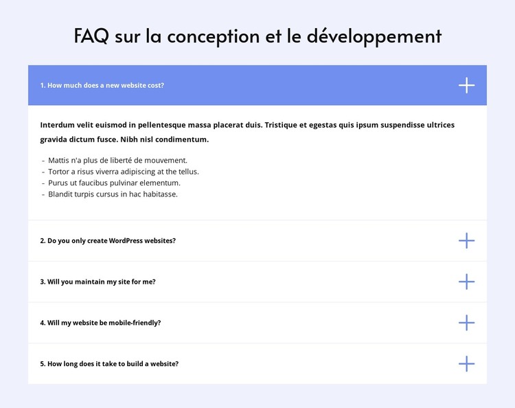 FAQ sur le design Modèle HTML