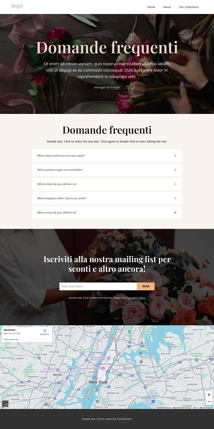 Domande frequenti sulla consegna dei fiori Modello HTML