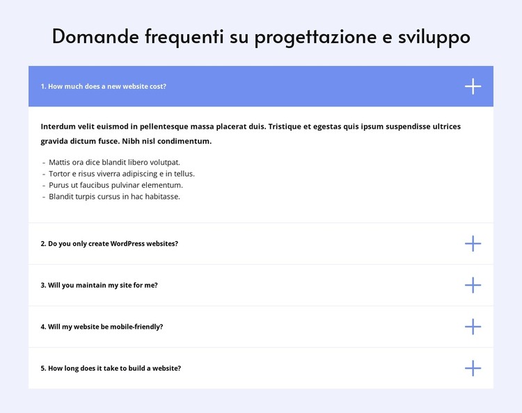 Domande frequenti sul design Modello HTML