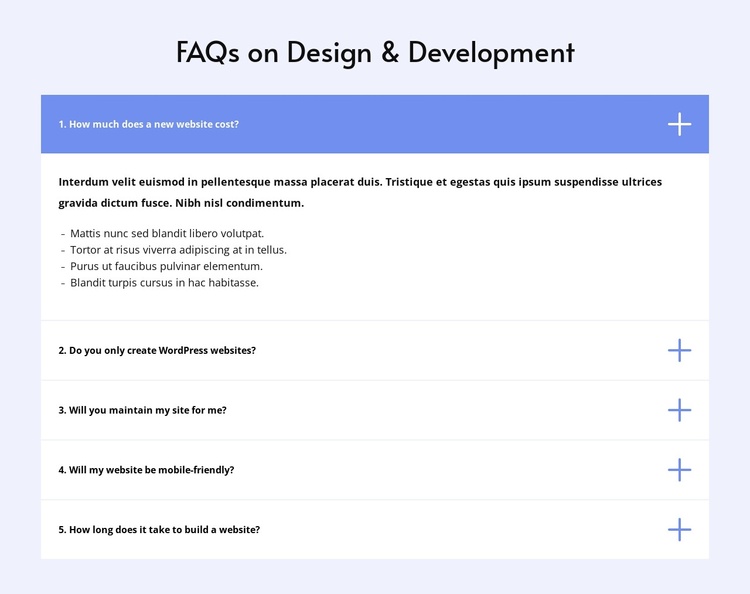 Faq on design Joomla Template