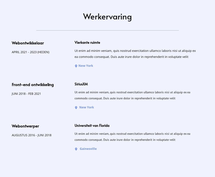 Mijn werkervaring CSS-sjabloon