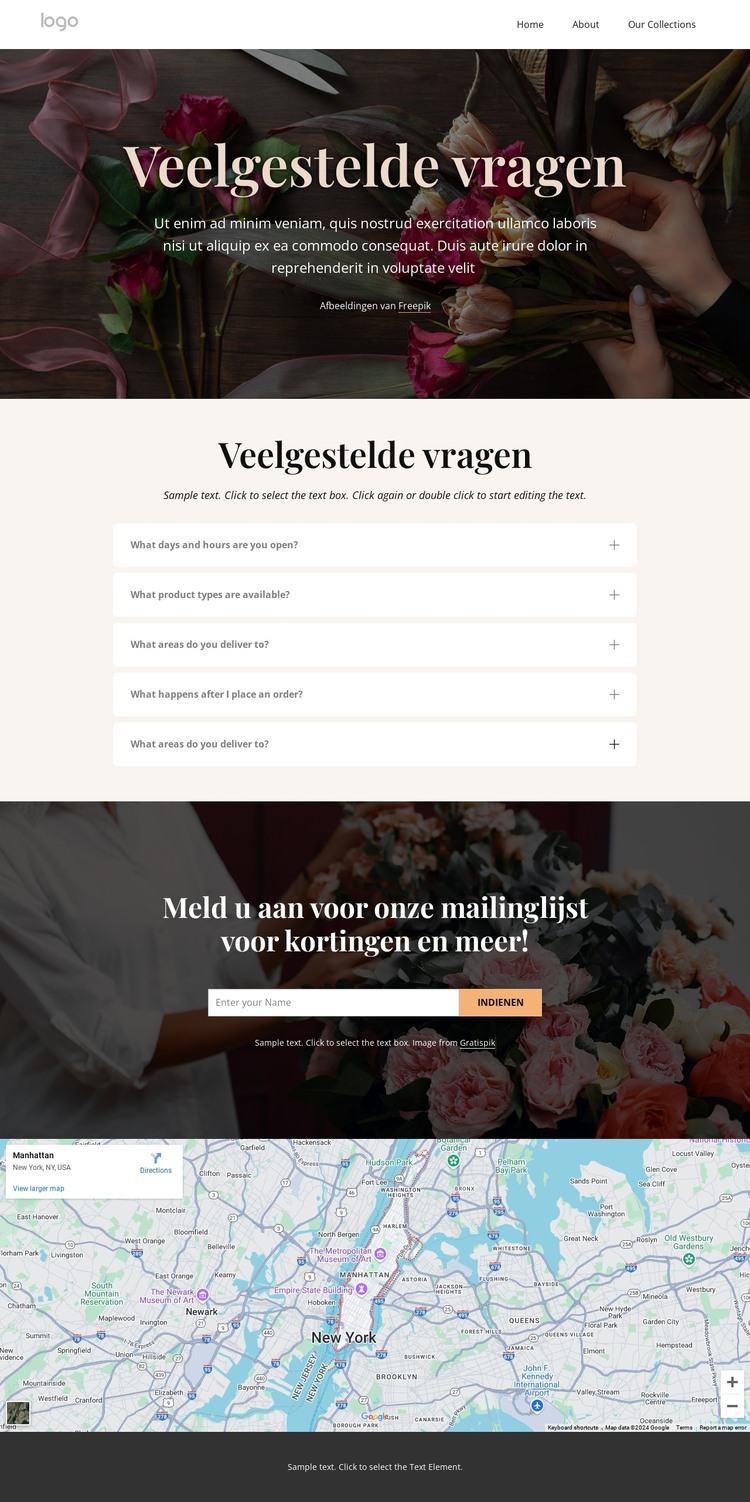 Veelgestelde vragen over bloemenbezorging HTML-sjabloon