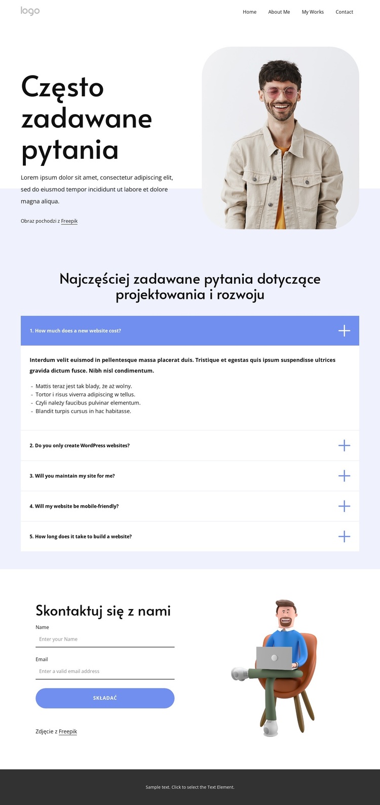 FAQ dotyczące projektowania stron internetowych Motyw WordPress