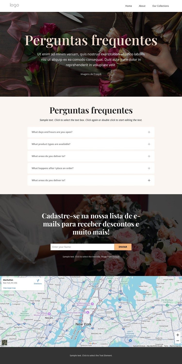 Perguntas frequentes sobre entrega de flores Template CSS