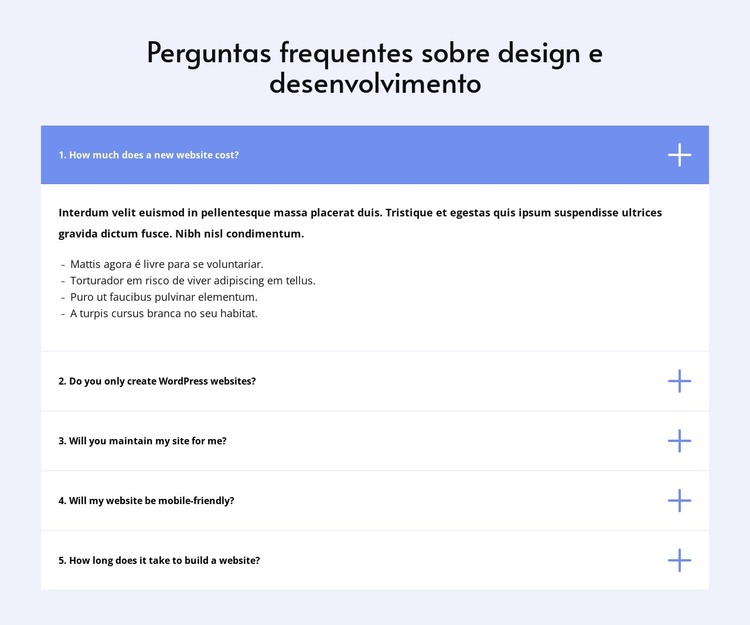 Perguntas frequentes sobre design Modelo HTML