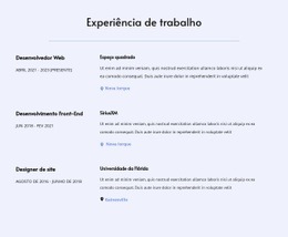 Modelo De Página De Destino Para Minha Experiência De Trabalho