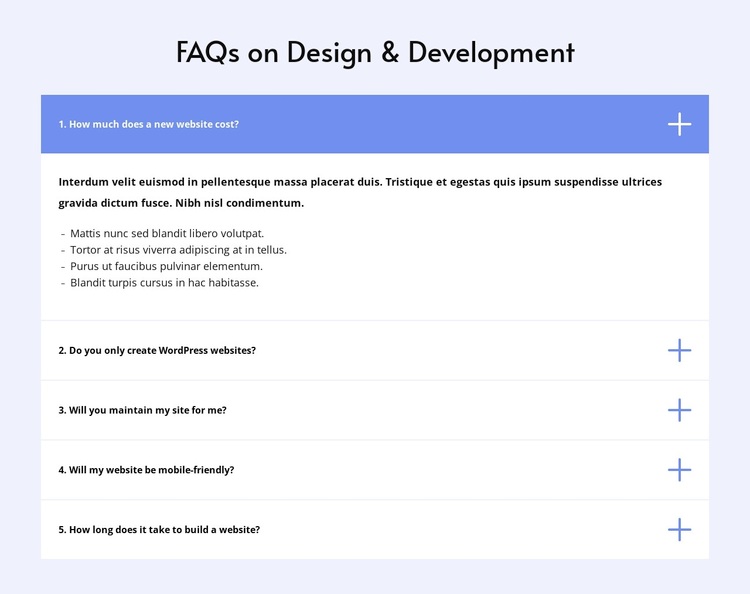 Faq on design Template