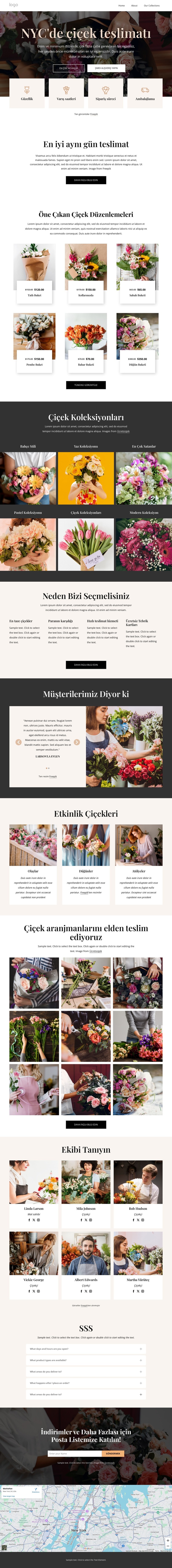NYC'de çiçek teslimatı Web Sitesi Şablonu