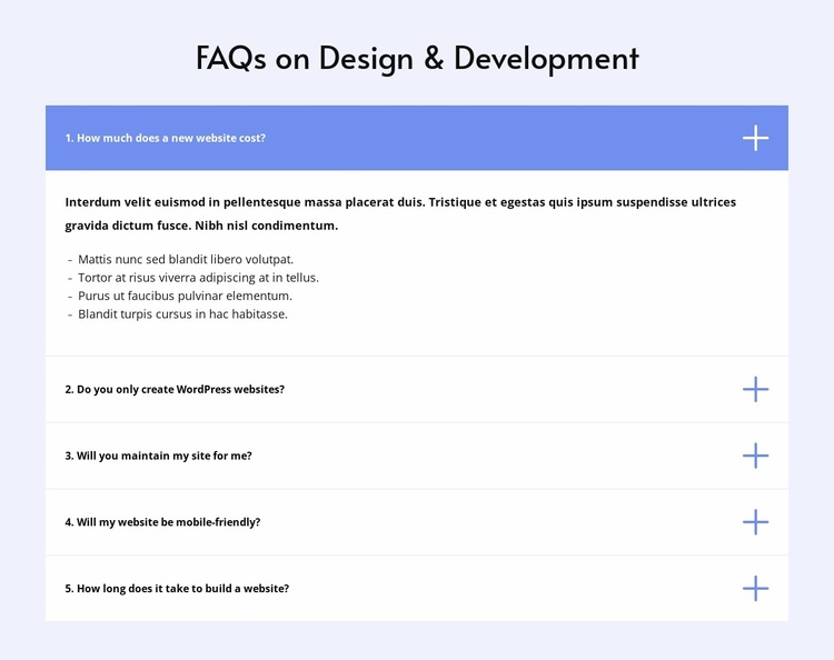 Faq on design eCommerce Template