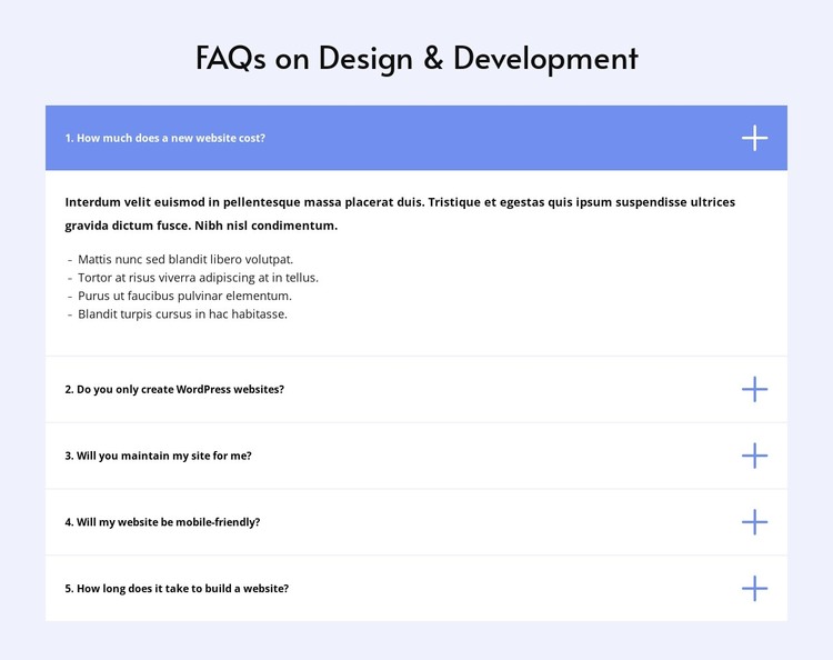 Faq on design WordPress Theme