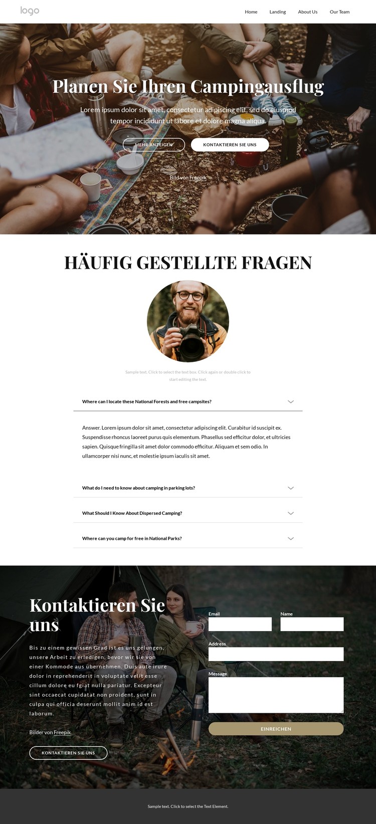 Häufig gestellte Fragen zum Campingausflug CSS-Vorlage