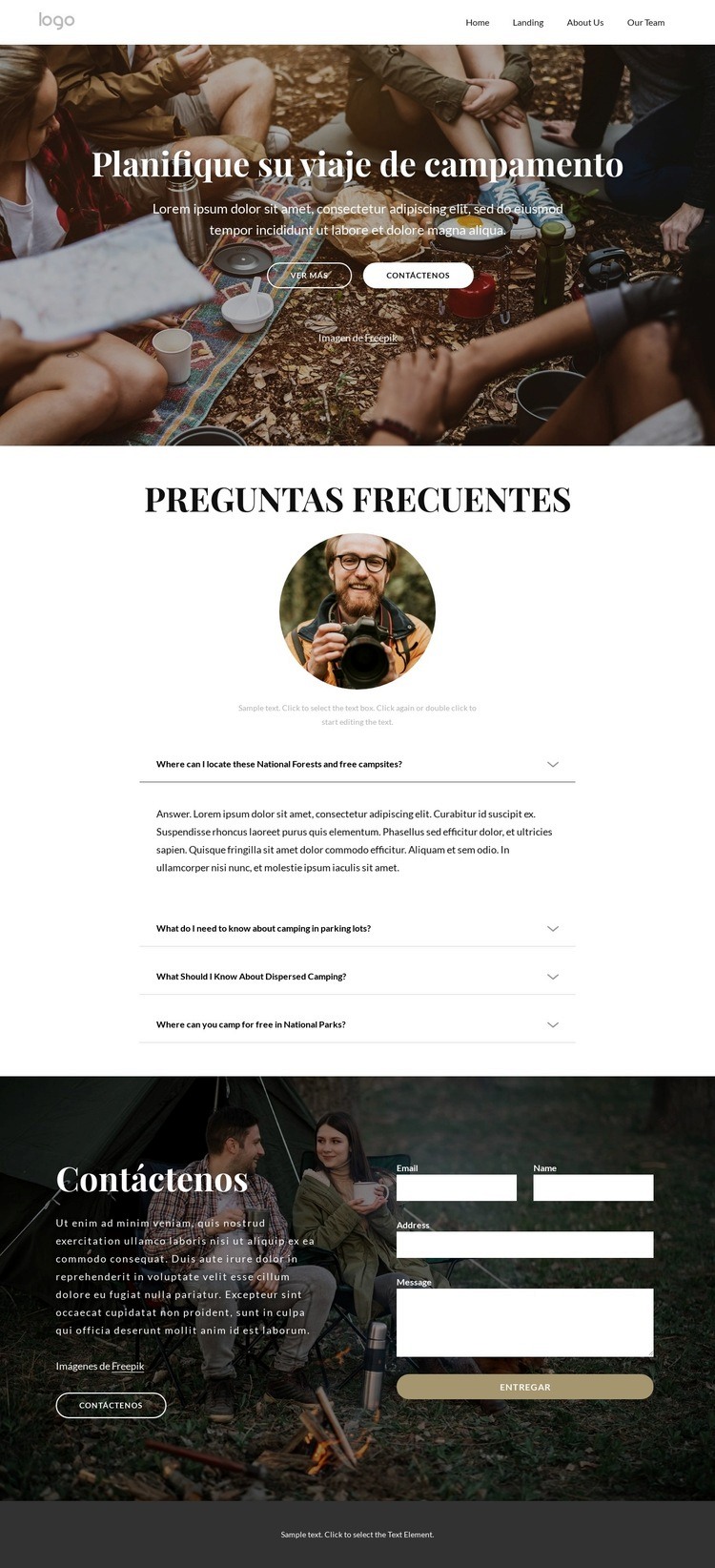 Preguntas frecuentes sobre viajes de campamento Diseño de páginas web