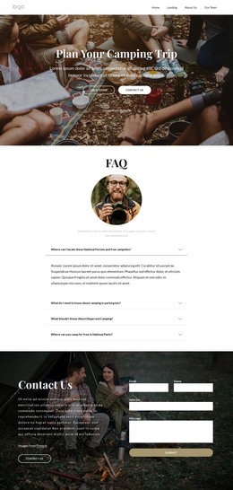 Camping Trip Faq - Free HTML Template