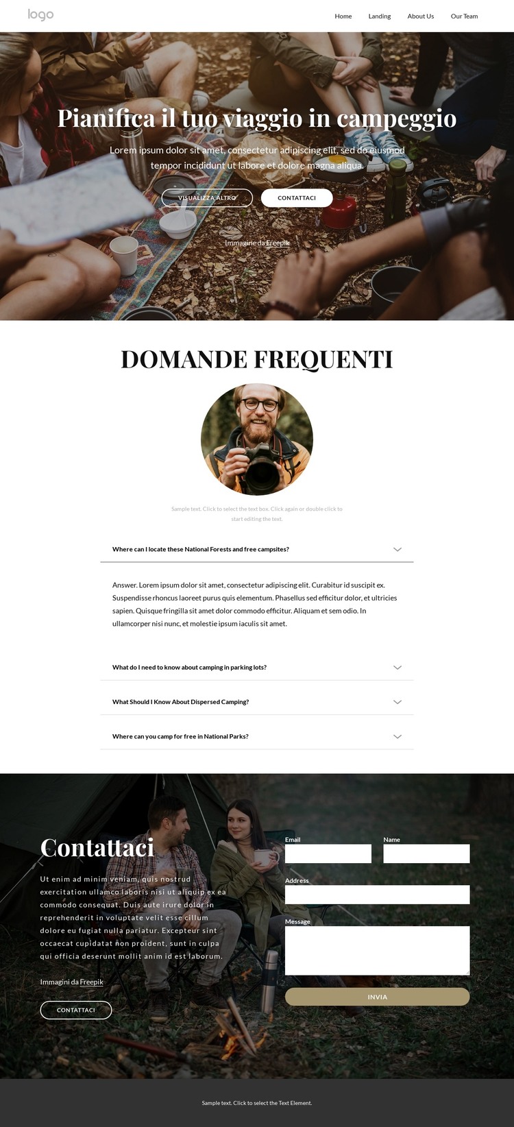 Domande frequenti sul campeggio Modello HTML