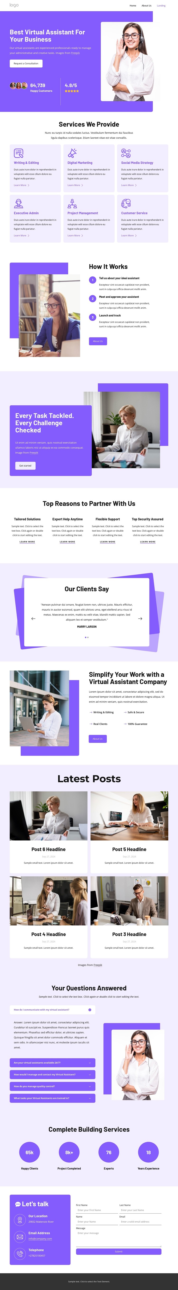 Virtual assistant CSS Template