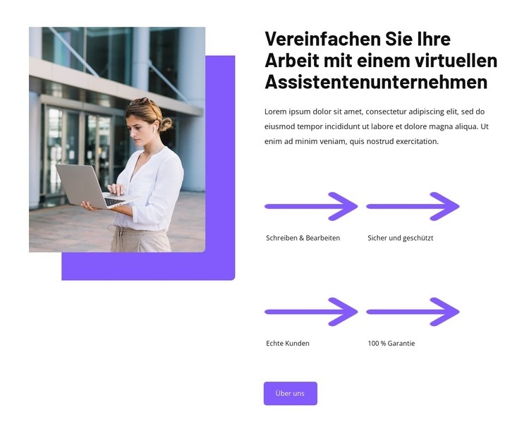 Virtuelle Assistentenlösungen Website-Modell