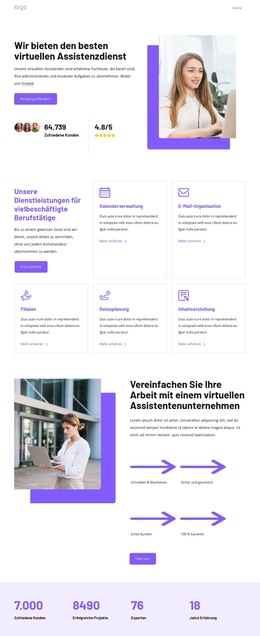 Unternehmen Für Virtuelle Assistenten - Zielseitenvorlage
