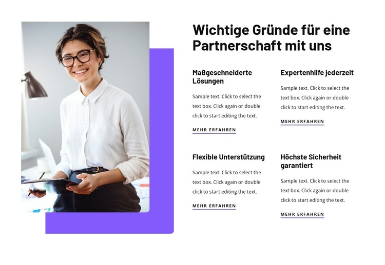 Vorteile durch die Zusammenarbeit mit uns Website-Vorlage