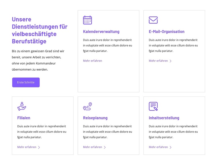 Unsere Leistungen für vielbeschäftigte Berufstätige WordPress-Theme