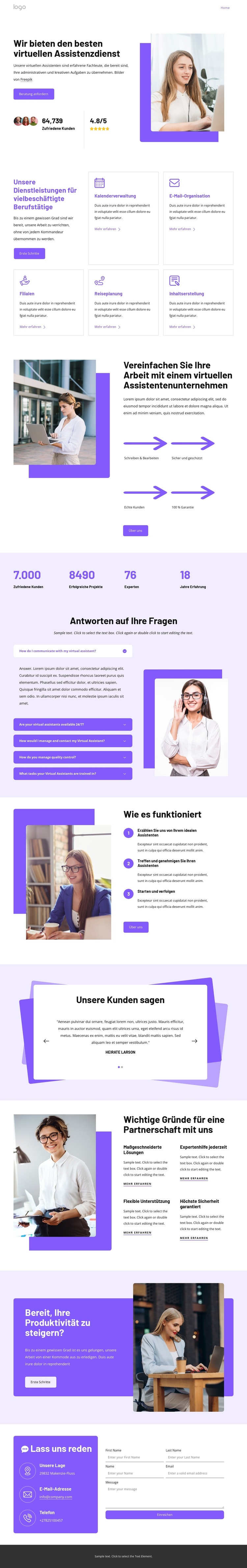 Unternehmen für virtuelle Assistenten WordPress-Theme