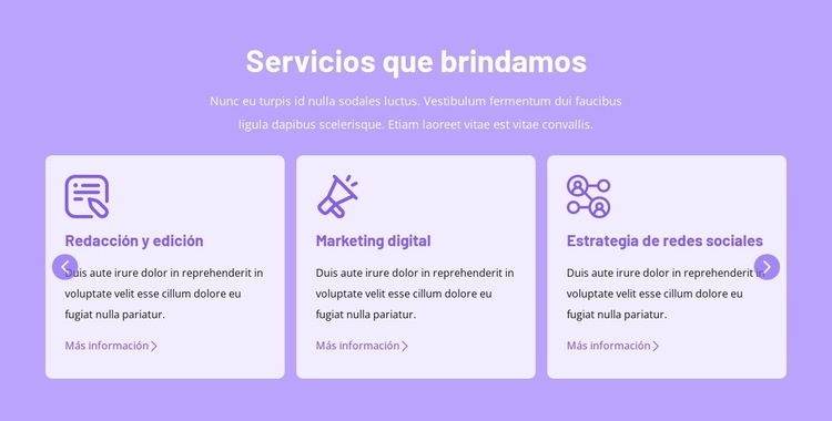 Servicios que brindamos Plantillas de creación de sitios web