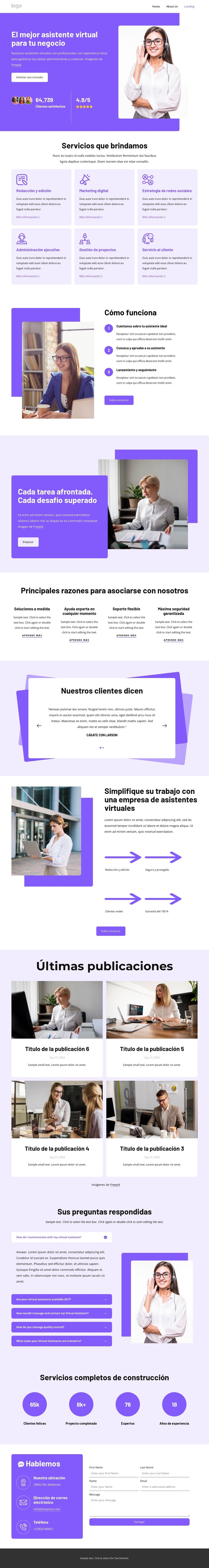 Asistente virtual Plantilla de sitio web