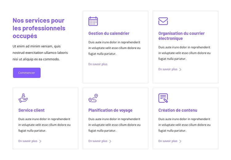 Nos services pour les professionnels occupés Modèle CSS