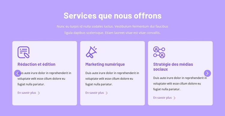 Services que nous offrons Modèle CSS