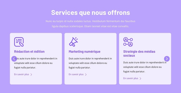 Services que nous offrons Modèle HTML