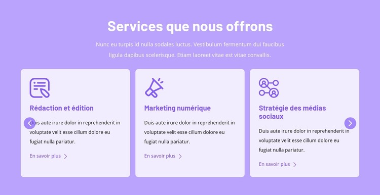 Services que nous offrons Modèle Joomla