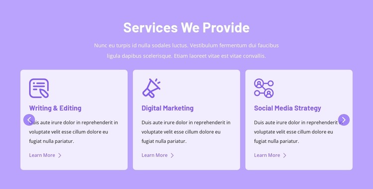 Services we provide HTML Template