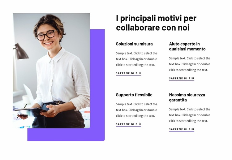 Vantaggi lavorando con noi Modello Joomla