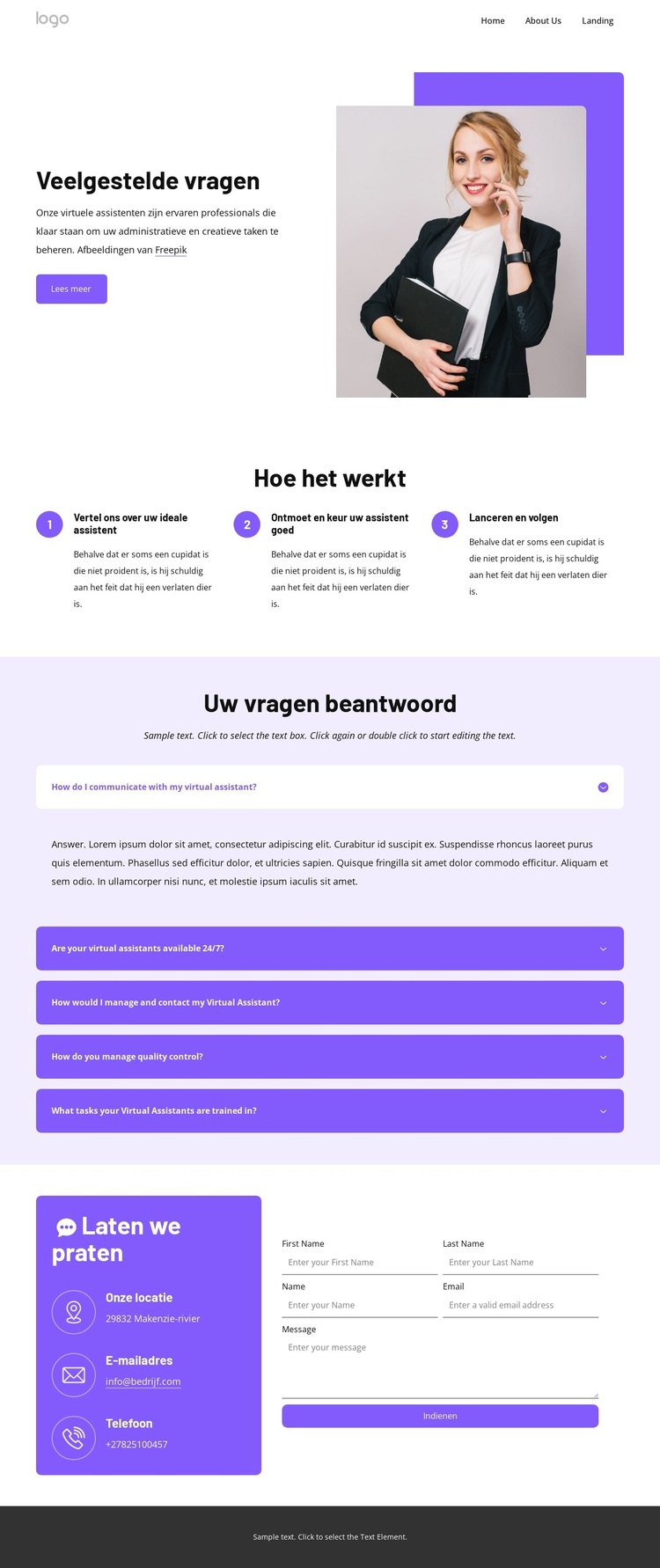 Uw vragen beantwoord pagina WordPress-thema