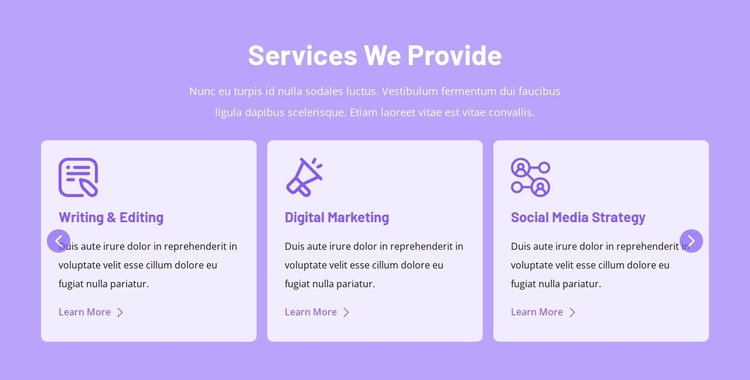 Services we provide One Page Template