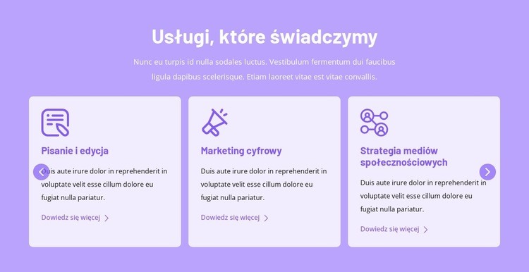 Usługi, które świadczymy Szablony do tworzenia witryn internetowych