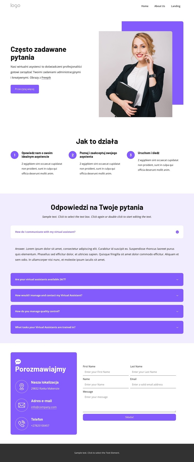 Strona z odpowiedziami na Twoje pytania Motyw WordPress