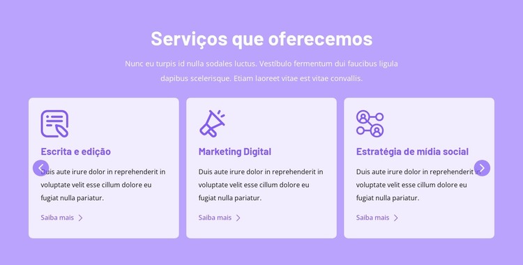 Serviços que oferecemos Modelo HTML