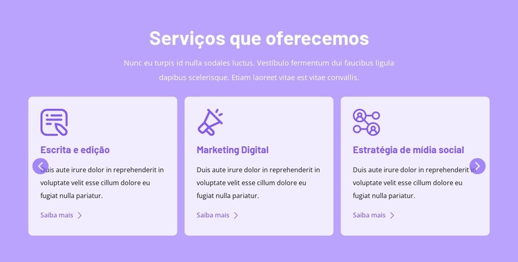 Serviços que oferecemos Modelo de site