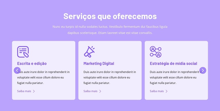 Serviços que oferecemos Tema WordPress