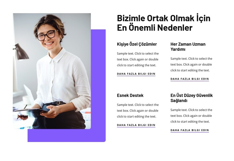 Bizimle çalışmanın avantajları HTML Şablonu