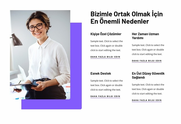 Bizimle çalışmanın avantajları Joomla Şablonu