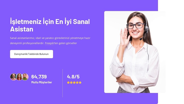 En iyi sanal asistan hizmeti Web Sitesi Şablonu