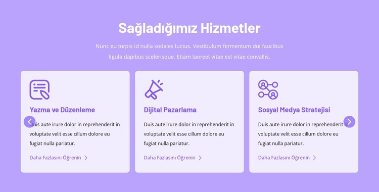 Sağladığımız hizmetler Web Sitesi Şablonu