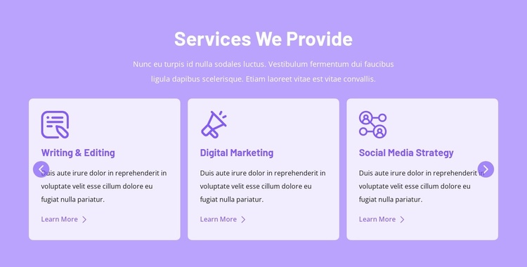 Services we provide Landing Page