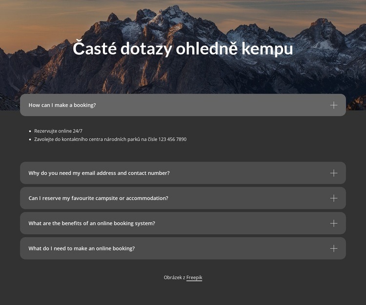 Častý blok kempu Šablona HTML