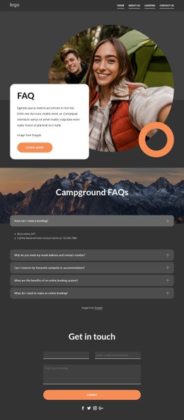 Campground Faqs Template HTML CSS Responsive