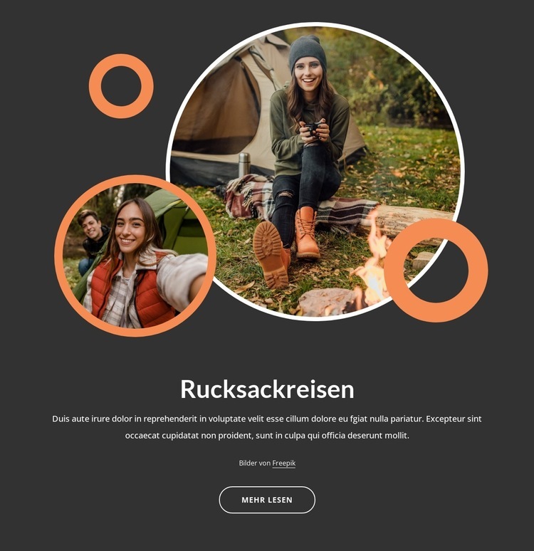 Backpacking-Reisen für Anfänger HTML Website Builder